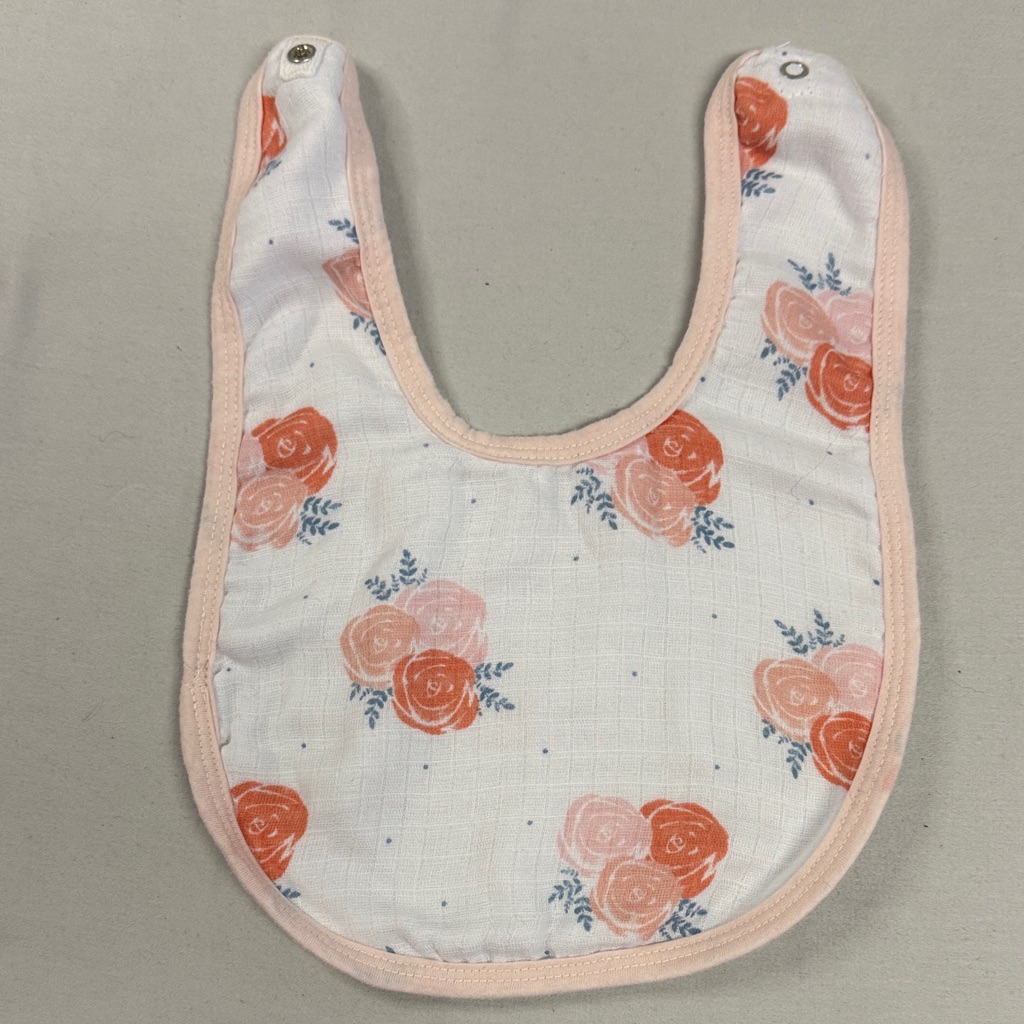 Aden + Anais - Nwot - Floral Baby Bib - Pink And Orange